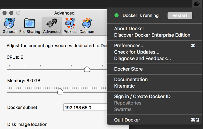 docker settings